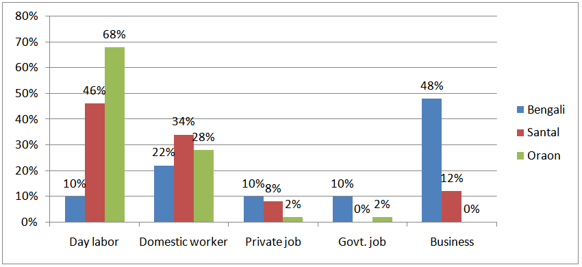 Figure 4 Occupation Of The Parents Of The Children In Study Groups 