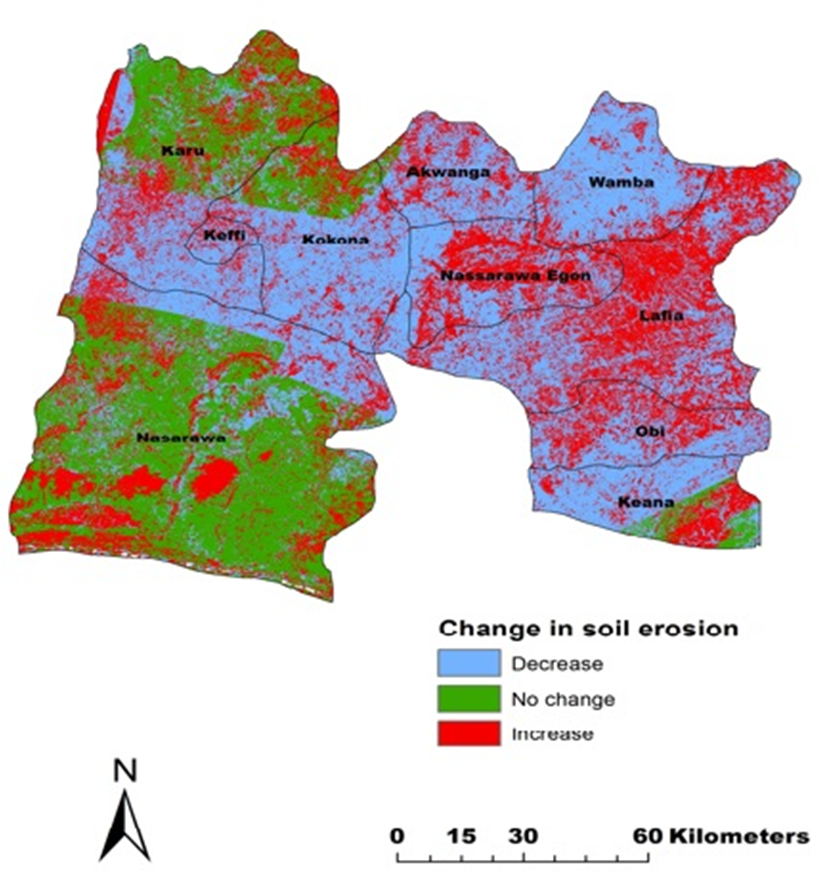 Figure 7 Spatial Distribution In Soil Erosion Change From 1985 To 2014