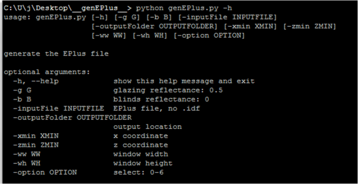 Figure 3. Command line options of generating simulation input files ...