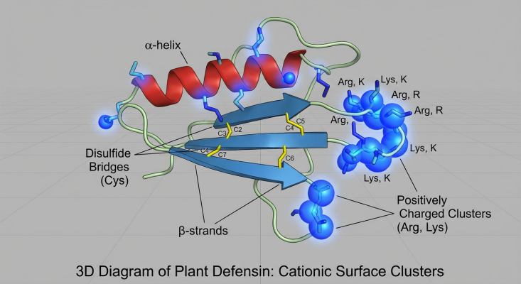 Figure 1. 3D diagram of a typical defensin with the clusters of ...