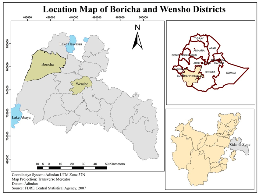 Figure 1. The administrative division of Ethiopian territory and study ...